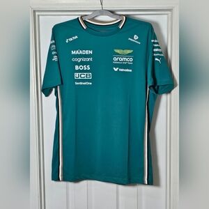 NWT Aston Martin Formula 1 Hugo Boss Cognizant Aramco F1 T Shirt Team Jersey L